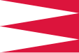 Flag of the Polish Vexillology Society (Barry-pily of four argent and gules)