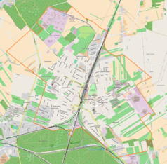 Mapa konturowa Koluszek, na dole znajduje się punkt z opisem „Zieleń”