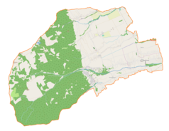 Mapa konturowa gminy Lipowa, w centrum znajduje się punkt z opisem „Ostre”