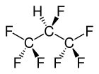 Keilstrichformel von 1,1,1,2,3,3,3-Heptafluorpropan