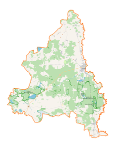 Mapa konturowa powiatu włodawskiego, blisko centrum na lewo u góry znajduje się punkt z opisem „Horostyta”