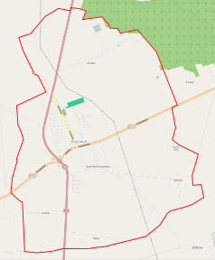 Mapa konturowa Rychwała, blisko dolnej krawiędzi znajduje się punkt z opisem „Milew”