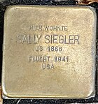 der Stolperstein für Sally Siegler