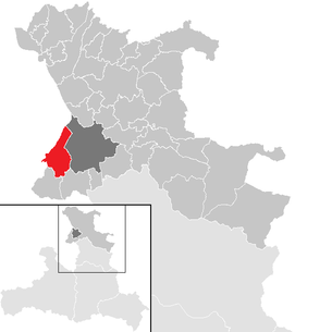 Lage der Gemeinde Wals-Siezenheim im Bezirk Salzburg-Umgebung (anklickbare Karte)