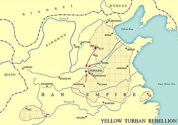 Ausbreitung des Aufstands der Gelben Turbane ab 184