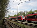 Bombardier-Talent-Triebzüge vor der Auslieferung an DB Regio, abgestellt im Güterbahnhof Berlin-Spandau Johannesstift (2012)