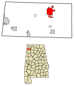 Location of Russellville in Franklin County, Alabama.