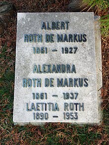 Grabstein von Albert Roth-de Markus (1861–1927). Kirchhof Madiswil, Kanton Bern