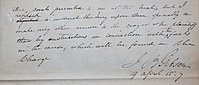 Signature of Gibson on a paper regarding jury instructions, April 19, 1827. (From the private collection of H. Blair Howell.)