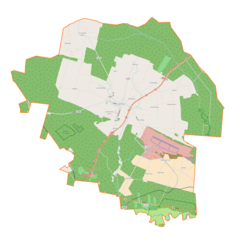 Mapa konturowa gminy Lubochnia, w centrum znajduje się punkt z opisem „Lubochnia-Górki”