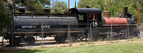 The engine #18, painted in Southern Pacific livery, currently located in Independence, California. Restored and Operable.