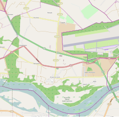 Mapa konturowa Zakroczymia, po prawej nieco u góry znajduje się punkt z opisem „WMI”