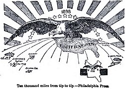 Amerikanischer Adler mit Spannweite von 10.000 Meilen (US-amerikanisch, 1898)