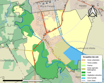 Kaart van de gemeente met de belangrijkste infrastructuur, bodemgebruik en omliggende gemeenten