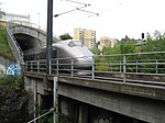 An Airport Express Train emerges from the Romeriksporten railway tunnel at Etterstad in 2009