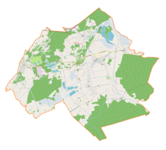 Mapa konturowa gminy Grębów, blisko centrum na lewo znajduje się punkt z opisem „Kobylarnia”