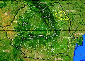 Harta României cu județul Iași indicat