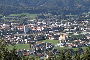 Blick von Süden auf das Zentrum von Knittelfeld