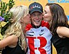 Podium girls kissing a stage winner in the 2011 Tour of California