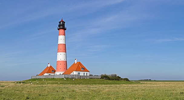 Lighthouse Westerheversand Warft, Westerhever, Germany