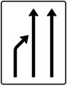 531-21 Einengungstafel; Darstellung ohne Gegenverkehr: noch zwei Fahrstreifen rechts in Fahrtrichtung