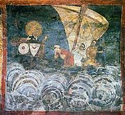 A ship in a fresco in Boyana church