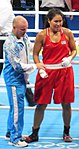Dariga Schakimowa, Bronze 2016, mit ihrem Trainer