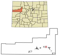 Location of the Chacra CDP in Garfield County, Colorado.