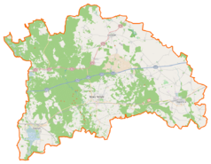 Mapa konturowa powiatu nowotomyskiego, u góry nieco na prawo znajduje się punkt z opisem „Zgierzynka”