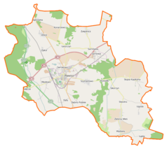 Mapa konturowa gminy Rawicz, po prawej znajduje się punkt z opisem „Słupia Kapitulna”