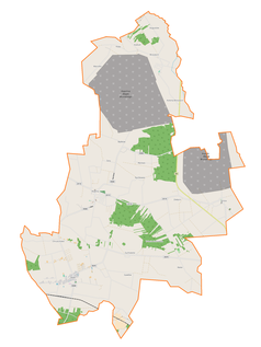 Mapa konturowa gminy Rząśnia, na dole po prawej znajduje się punkt z opisem „Rekle”