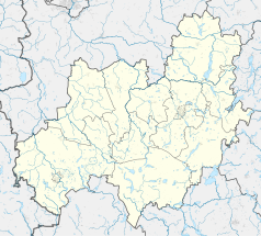 Mapa konturowa powiatu bytowskiego, blisko centrum na dole znajduje się punkt z opisem „Kramarzyny”