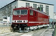 10.–12. KW Die Elektrolokomotive DR 250 164-1 auf der Leipziger Frühjahrsmesse 1982.