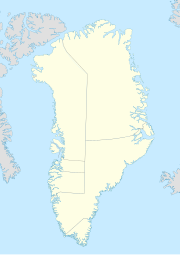 Mapa konturowa Grenlandii, na dole po lewej znajduje się punkt z opisem „Inussivik”