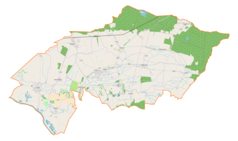 Mapa konturowa gminy Laszki, w centrum znajduje się punkt z opisem „Miękisz Stary”