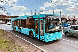 An LNG-powered MAZ-203.947 of Domtransauto LLC with orange stickers (cash not accepted)