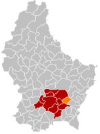 Lage von Schüttringen im Großherzogtum Luxemburg