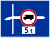 F-6 "advance warning sign placed before the intersecion" (e.g. vehicle restriction on road to right)