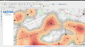 Punktdichte Auswertung zur Bestimmung der Dichte an Supermärkten und Bushaltestellen in QGIS.