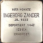 Stolperstein für Ingeborg Zander (Ostwall 48)