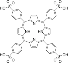 Skeletal formula of tetraphenylporphine sulfonate