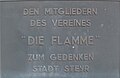 Gedenktafel für den Verein „Die Flamme“