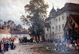 Ankunft Kaiser Wilhelms I. zur Roten Jagd Jagdschloss Grunewald 1887