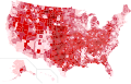 Results by county, shaded according to percentage of the vote for Trump