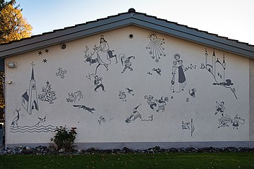 Stäckaborawybli, Sgraffito am Kindergarten in Widnau