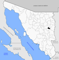 Location of the municipality in Sonora