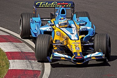 Renault driver Fernando Alonso on his way to victory at the 2006 Canadian Grand Prix.