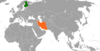 Location map for Finland and Iran.