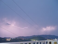 Lightning flashing just over the mountains in Murree, Pakistan