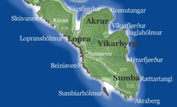 Map of south Suðuroy showing location of Víkarbyrgi